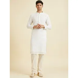 Manyavar Men Embroidered Regular Sequinned Kurta with Churidar-picture-29