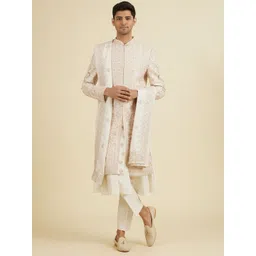 Manyavar Men Embroidered Sherwani Set With Dupatta-image-24