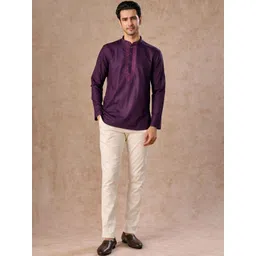 Manyavar Men Embroidered Thread Work Short Kurta image 1