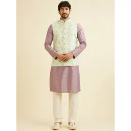 Manyavar Men Embroidered Woven Nehru Jackets-picture-35