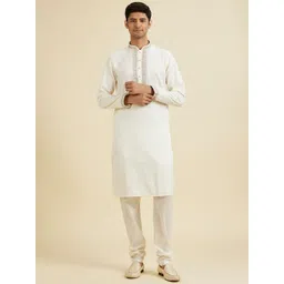 Manyavar Men Ethnic Motifs Embroidered Mandarin Collar Straight Kurta with Churidar-picture-27