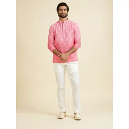 Manyavar Men Ethnic Motifs Printed Mandarin Collar Short Kurta-picture-40