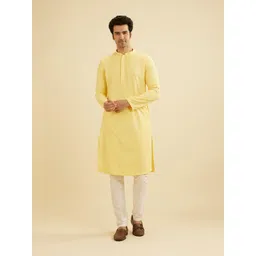 Manyavar Men Floral Embroidered Regular Thread Work Kurta with Pyjamas-image-49