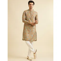 Manyavar Men Floral Printed Kurta-image-5