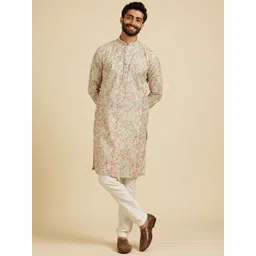 Manyavar Men Floral Printed Kurta-image-34