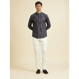 Manyavar Men Floral Printed Mandarin Collar Cotton Short Kurta-picture-31