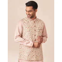 Manyavar Men Floral Printed Nehru Jacket-image-7