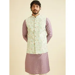 Manyavar Men Floral Printed Nehru Jackets-image-17