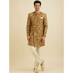 Manyavar Men Floral Printed Regular Kurta with Trousers-image-38