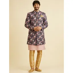 Manyavar Men Floral Printed Sherwani Set-image-8