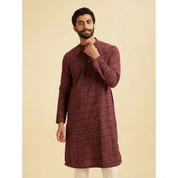 Manyavar Men Geometric Printed Festive Cotton Straight Kurta-picture-14