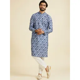Manyavar Men Geometric Printed Regular Kurta with Pyjamas-picture-26