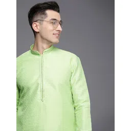 Manyavar Men Green Solid Kurta with Churidar-picture-36