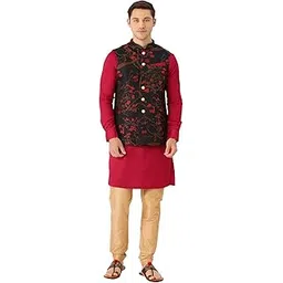 manyavar Men Kurta Pyjama with Waist Coat-picture-14