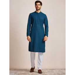 Manyavar Men Mandarin Collar Kurta with Pyjamas-image-36