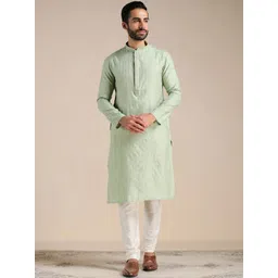 Manyavar Men Mandarin Collar Kurta with Pyjamas-image-30