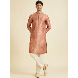 Manyavar Men Printed Mandarin Collar Regular Kurta with Pyjamas-picture-17