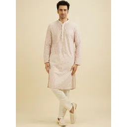 Manyavar Men Printed Regular Kurta with Pyjamas-image-12