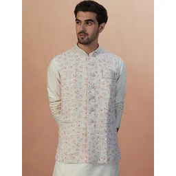 Manyavar Men Printed Woven Sleeveless Nehru Jacket-picture-14