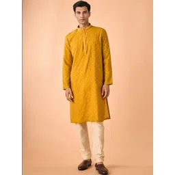 Manyavar Men Regular Sequinned Kurta with Pyjamas-image-16