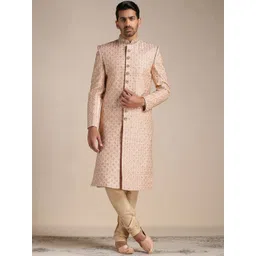 Manyavar Men Self-Design Art Silk Sherwani Set-image-37
