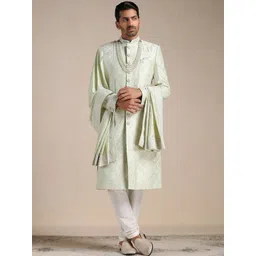 Manyavar Men Self-Design Art Silk Sherwani Set-image-38