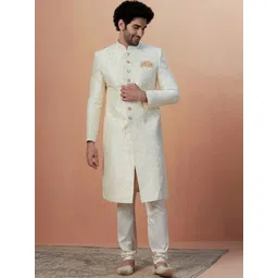 Manyavar Men Self-Design Art Silk Traditional Sherwani-image-39