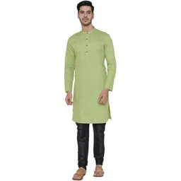 manyavar Men Solid Cotton Blend Straight Kurta-picture-13