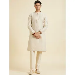 Manyavar Men Woven Design Kurta with Pyjamas-image-36