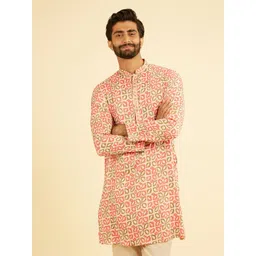 Manyavar Men Woven Design Printed Straight Kurta-picture-16