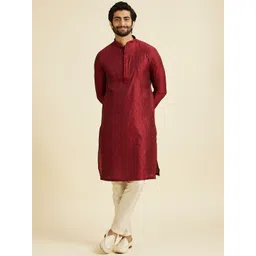 Manyavar Men Woven Design Regular Beads and Stones Kurta with Pyjamas-picture-35