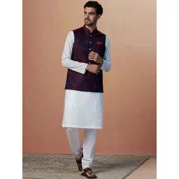 Manyavar Men Woven Design Sleeveless Mandarin Nehru Jacket-picture-30