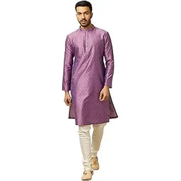 manyavar Men's Art Silk Embroidered Kurta Pyjama Set (2pcs)-picture-54