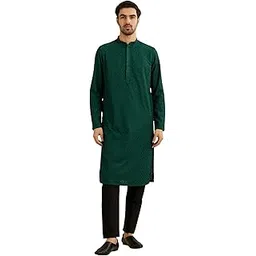 manyavar Men's Blended Cotton Embroidery|Thread Work Kurta Set (2pcs)-picture-38