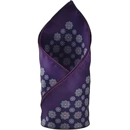 manyavar Men's Blue Satin Printed Pocket Square (1pc)-picture-38