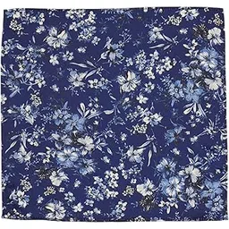 manyavar Men's Blue Satin Printed Pocket Square (1pc)-picture-25
