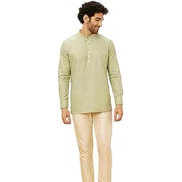 manyavar Men's Cotton Classic Solid Short Kurta (1pc)-picture-51