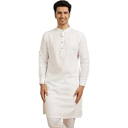 manyavar Men's Cotton Solid Kurta (1pc)-picture-20