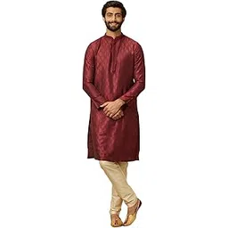 manyavar Men's Embroidered Kurta Pyjama Set (2pcs)-picture-12