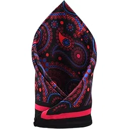 manyavar Men's Peach Satin Printed Pocket Square (1pc)-picture-10