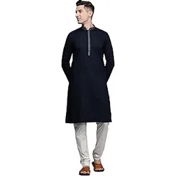 manyavar Men's Plain Embroidered Solid Kurta Set (2pcs)-picture-31
