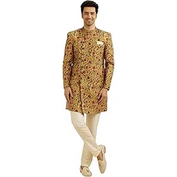 manyavar Men's Viscose Blend Floral Print Kurta Set (2pcs)-picture-36