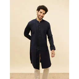 Manyavar Striped Mandarin Collar Kurta-picture-25