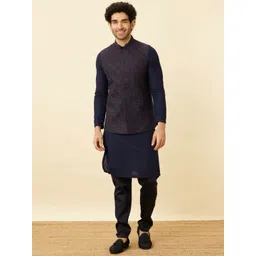 Manyavar Twilight Blue All-Avengers Embrodered Nehru Jackets-picture-13