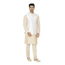 Manyavar White Floral Print Ethnic Jacket-picture-42