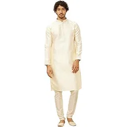 Men's Art Silk Self-Design Kurta Pyjama Set (2pcs)-image-45