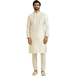 Men's Art Silk Self-Textured Kurta Pyjama Set (2pcs)-image-5