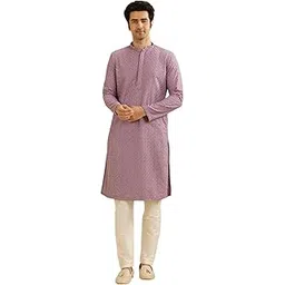 Men's Blended Cotton Embroidery|Thread Work Kurta Set (2pcs)-image-17