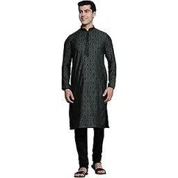 Men's Blended Rayon Jacquard Design Kurta Set (2pcs)-image-28