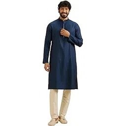 Men's Blended Viscose Self Design Kurta Set (2pcs)-image-22